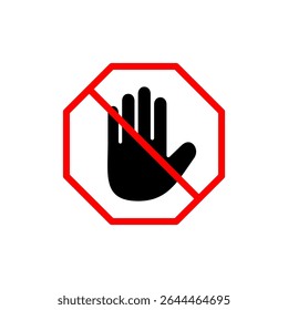 Stop icon symbol for apps and websites. stop road sign. hand stop sign and symbol. Do not enter stop red sign with hand