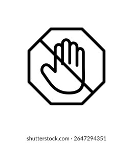 Icône d'arrêt pour applications et sites web. panneau stop. signe et symbole d'arrêt à la main. N'entrez pas le signe rouge stop avec la main