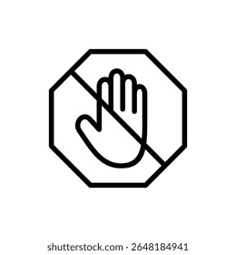 Icône d'arrêt pour applications et sites web. panneau stop. signe et symbole d'arrêt à la main. N'entrez pas le signe rouge stop avec la main
