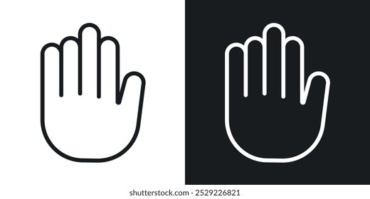 Icono de parada en color negro de línea delgada. ilustración de símbolos de Vector simple plano.