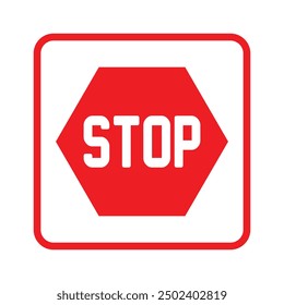 Stoppsymbol. Stoppsymbol für verkehrsregulatorische Warnmeldungen. Roter Vektorstopp um den Rand auf weißem Hintergrund. Vektorgrafik, die die Entwurfsdarstellung verbietet.