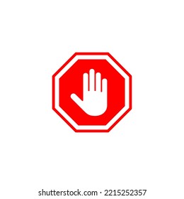 Stop icon vector illustration. stop road sign. hand stop sign and symbol. Do not enter stop red sign with hand