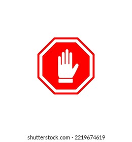 Detener ilustración vectorial de icono. señal de paro de carretera. símbolo y signo de paro de mano. No introducir el signo rojo de parada con la mano