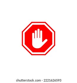 Stop icon vector illustration. stop road sign. hand stop sign and symbol. Do not enter stop red sign with hand