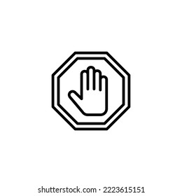 Stop icon vector illustration. stop road sign. hand stop sign and symbol. Do not enter stop red sign with hand