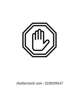 Stop icon vector illustration. stop road sign. hand stop sign and symbol. Do not enter stop red sign with hand