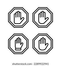 Detener ilustración vectorial de icono. señal de paro de carretera. símbolo y signo de paro de mano. No introducir el signo rojo de parada con la mano