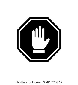Stop icon vector illustration. stop road sign. hand stop sign and symbol. Do not enter stop red sign with hand