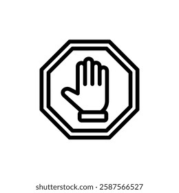 Stop icon vector illustration. stop road sign. hand stop sign and symbol. Do not enter stop red sign with hand