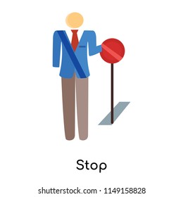 Stop icon vector isolated on white background for your web and mobile app design, Stop logo concept person