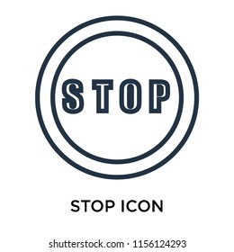 Stop icon vector isolated on white background, Stop transparent sign , line symbol or linear element design in outline style