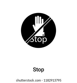 Stop icon vector isolated on white background, logo concept of Stop sign on transparent background, filled black symbol