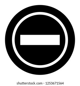 Stop icon, vector on black circle. White background