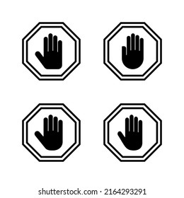 Stop icon vector. stop road sign. hand stop sign and symbol. Do not enter stop red sign with hand