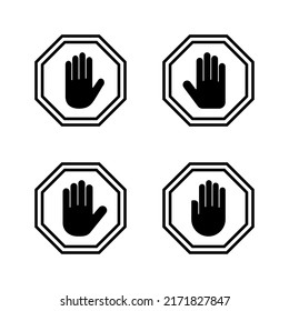 Stop icon vector. stop road sign. hand stop sign and symbol. Do not enter stop red sign with hand