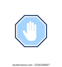 Detener vector de icono señal de paro de carretera. símbolo y signo de paro de mano. No introducir el signo rojo de parada con la mano