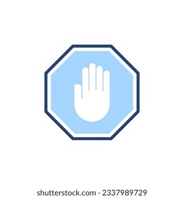 Detener vector de icono señal de paro de carretera. símbolo y signo de paro de mano. No introducir el signo rojo de parada con la mano