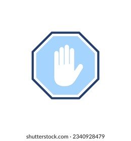 Stop icon vector. stop road sign. hand stop sign and symbol. Do not enter stop red sign with hand