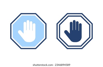 Icône d'arrêt image vectorielle. stop. signe et symbole de l'arrêt de la main. Ne pas entrer le signe rouge stop à la main