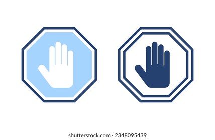 Icône d'arrêt image vectorielle. stop. signe et symbole de l'arrêt de la main. Ne pas entrer le signe rouge stop à la main