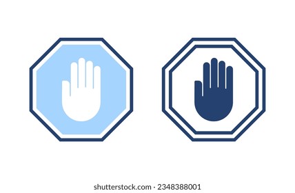 Icône d'arrêt image vectorielle. stop. signe et symbole de l'arrêt de la main. Ne pas entrer le signe rouge stop à la main