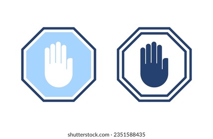 Icône d'arrêt image vectorielle. stop. signe et symbole de l'arrêt de la main. Ne pas entrer le signe rouge stop à la main