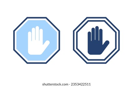 Icône d'arrêt image vectorielle. stop. signe et symbole de l'arrêt de la main. Ne pas entrer le signe rouge stop à la main