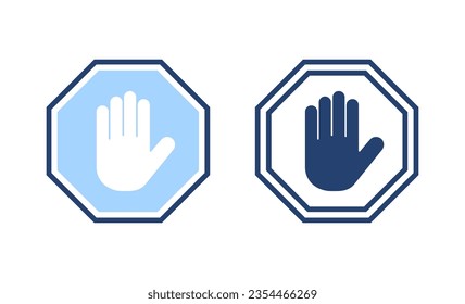 Icône d'arrêt image vectorielle. stop. signe et symbole de l'arrêt de la main. Ne pas entrer le signe rouge stop à la main