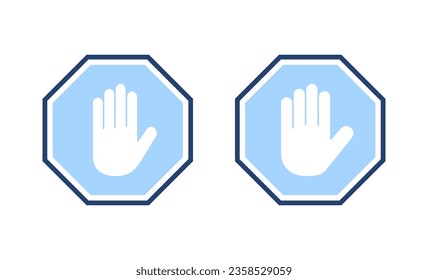 Stop icon vector. stop road sign. hand stop sign and symbol. Do not enter stop red sign with hand