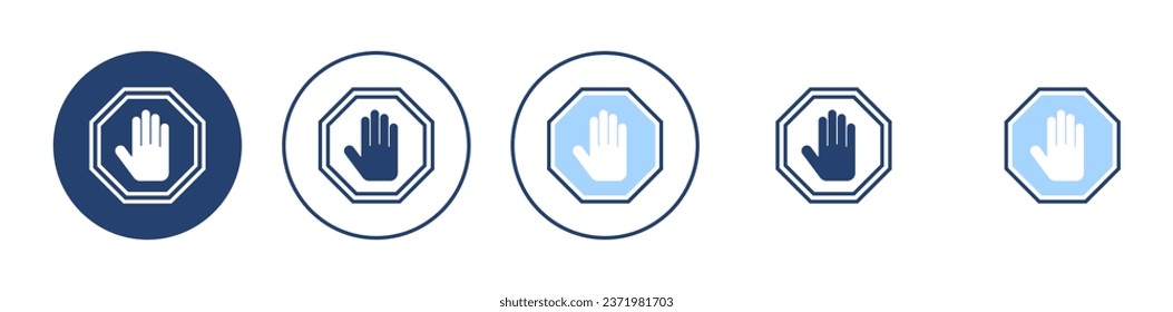 Stop icon vector. stop road sign. hand stop sign and symbol. Do not enter stop red sign with hand