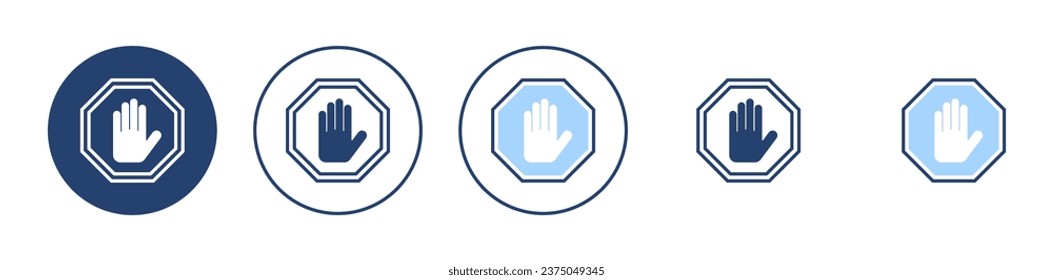 Stop icon vector. stop road sign. hand stop sign and symbol. Do not enter stop red sign with hand