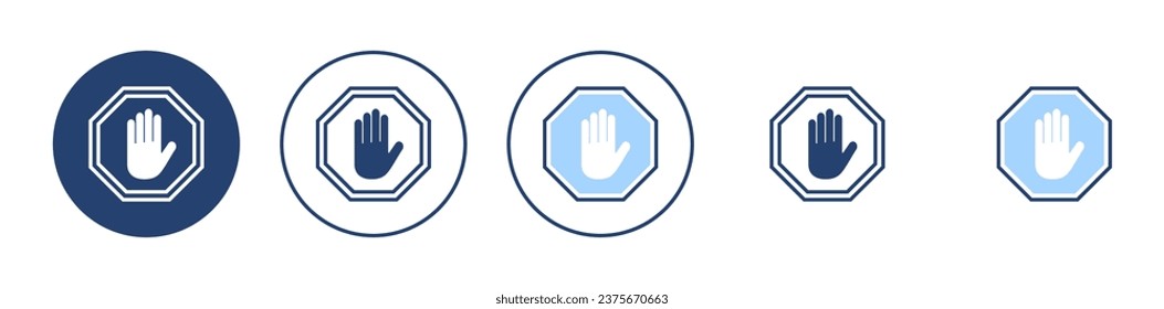 Stop icon vector. stop road sign. hand stop sign and symbol. Do not enter stop red sign with hand