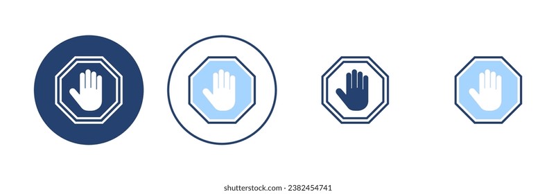 Stop icon vector. stop road sign. hand stop sign and symbol. Do not enter stop red sign with hand