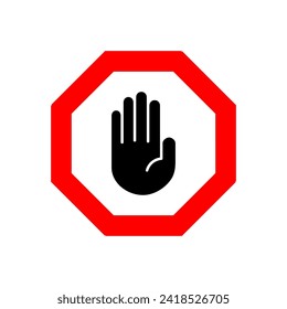 Stop icon vector. stop road sign. hand stop icon vector