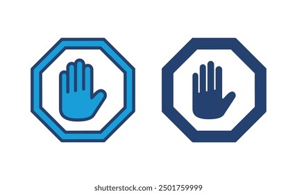 Stop icon vector. stop road sign. hand stop icon vector