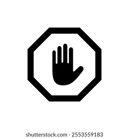 Stop icon vector. stop road sign. hand stop sign and symbol. Do not enter stop red sign with hand