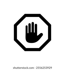 Stop icon vector. stop road sign. hand stop sign and symbol. Do not enter stop red sign with hand