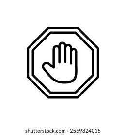 Stop icon vector. stop road sign. hand stop sign and symbol. Do not enter stop red sign with hand