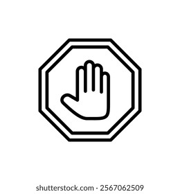 Stop icon vector. stop road sign. hand stop sign and symbol. Do not enter stop red sign with hand