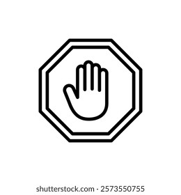 Stop icon vector. stop road sign. hand stop sign and symbol. Do not enter stop red sign with hand