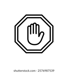 Stop icon vector. stop road sign. hand stop sign and symbol. Do not enter stop red sign with hand