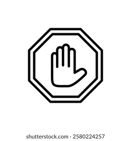 Stop icon vector. stop road sign. hand stop sign and symbol. Do not enter stop red sign with hand