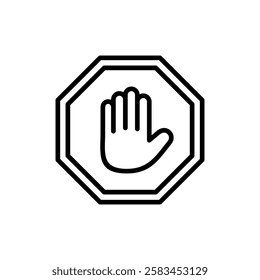 Stop icon vector. stop road sign. hand stop sign and symbol. Do not enter stop red sign with hand