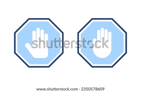Stop icon vector. stop road sign. hand stop sign and symbol. Do not enter stop red sign with hand