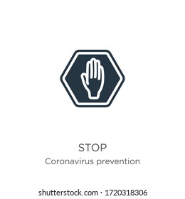 Stop icon vector. Trendy flat stop icon from Coronavirus Prevention collection isolated on white background. Vector illustration can be used for web and mobile graphic design, logo, eps10