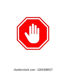 Stop icon vector for web and mobile app. stop road sign. hand stop sign and symbol. Do not enter stop red sign with hand