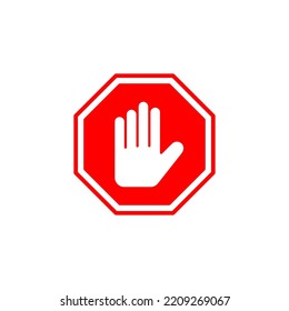 Stop icon vector for web and mobile app. stop road sign. hand stop sign and symbol. Do not enter stop red sign with hand
