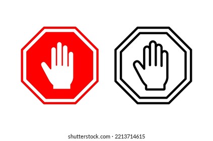 Stop icon vector for web and mobile app. stop road sign. hand stop sign and symbol. Do not enter stop red sign with hand