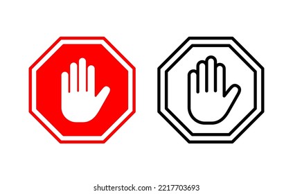 Stop icon vector for web and mobile app. stop road sign. hand stop sign and symbol. Do not enter stop red sign with hand