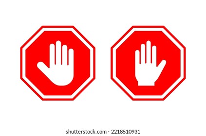 Stop icon vector for web and mobile app. stop road sign. hand stop sign and symbol. Do not enter stop red sign with hand
